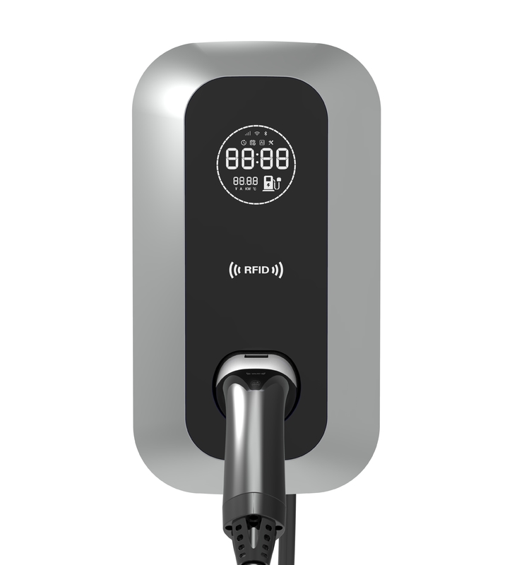 Smart 7kW AC EV Charging Station with Wi-Fi Connectivity and Emergency Stop Feature