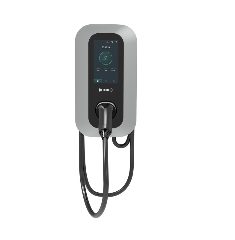 Smart 7kW AC EV Charging Station with Wi-Fi Connectivity and Emergency Stop Feature
