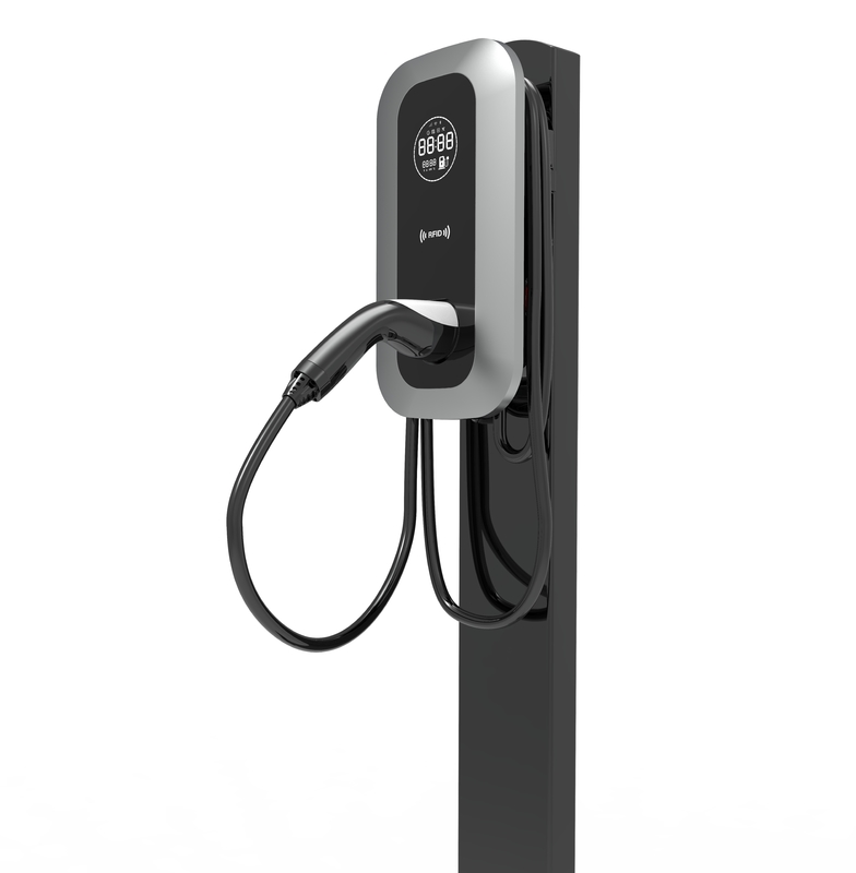 Smart 7kW AC EV Charging Station with Wi-Fi Connectivity and Emergency Stop Feature